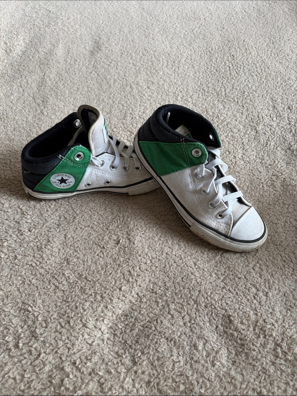 Converse Kids White, Green & Black High-Top Sneakers